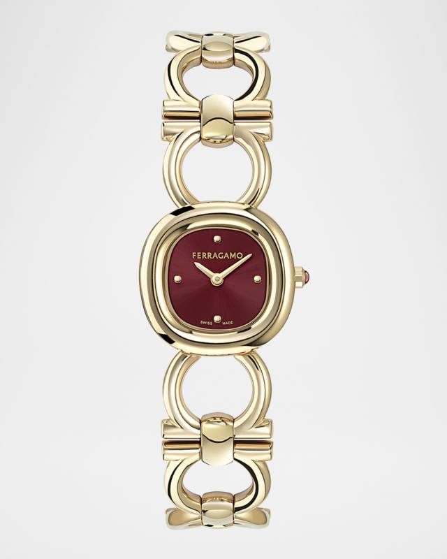 Double Gancini 25MM IP Yellow Gold Bracelet Watch
